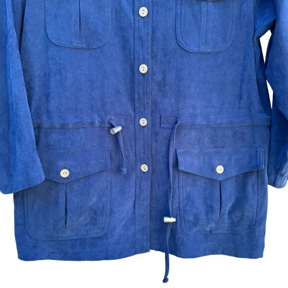 Denim & Co Vintage 80s Womens Blue Faux Suede Barn Chore Utility Work Jacket S‎ - Picture 7 of 10